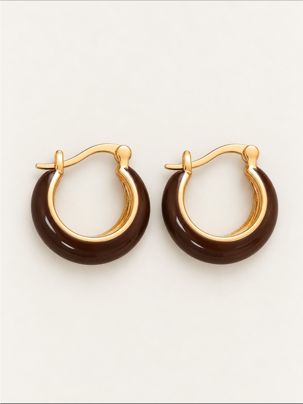 New! Coffee Brown Gold Huggie Earrings NWOT